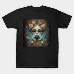 Haunted cute little girl with roses T-Shirt